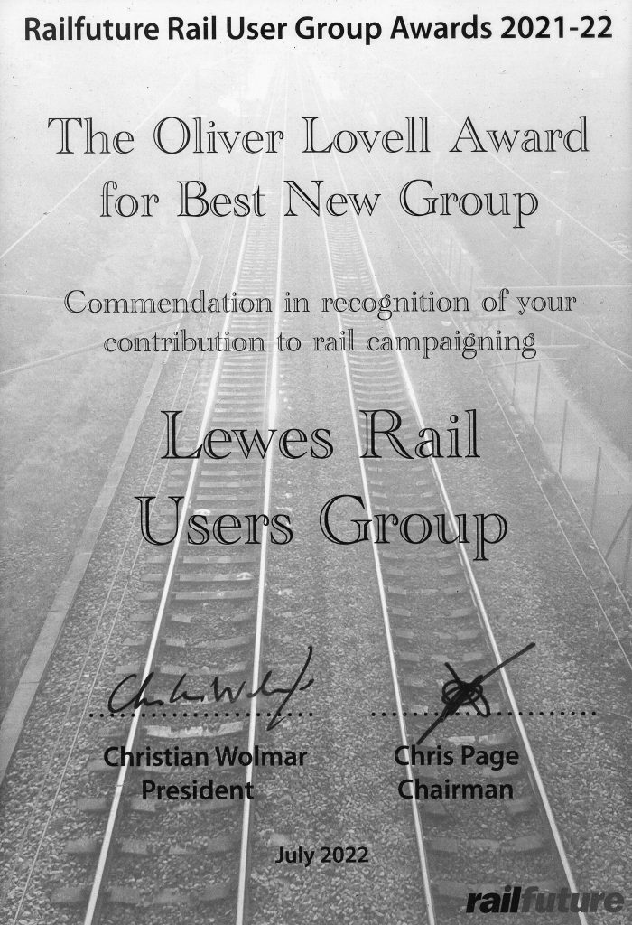 Lewes Rail Users Group Award! – Lewes Rail